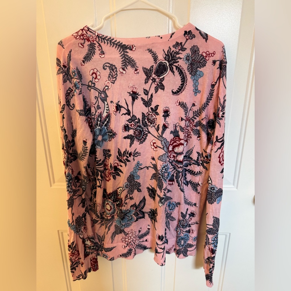 NWOT LOFT Women Lightweight Cotton Pullover Sweater, Multicolor Floral - Picture 2 of 4
